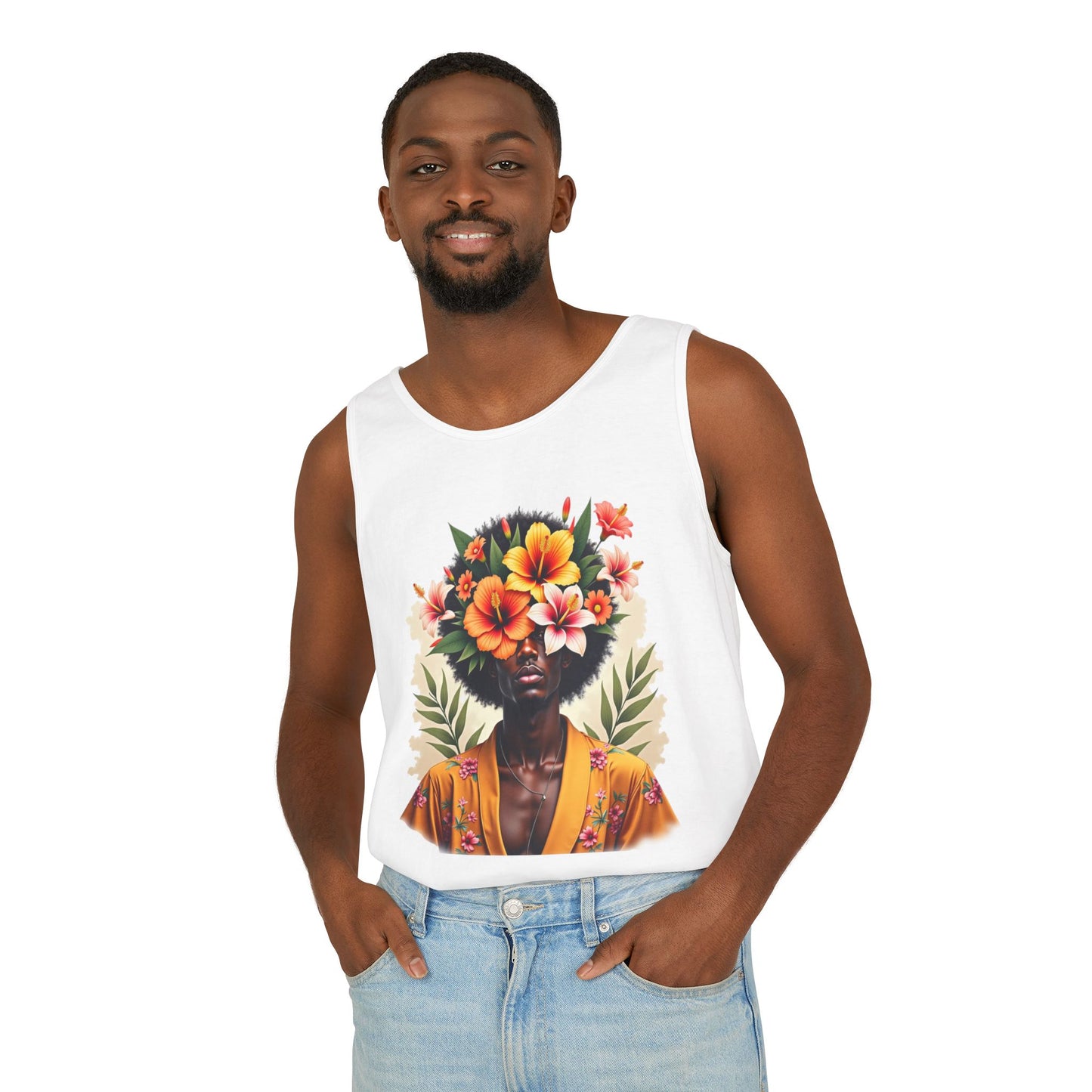 Flower Fusion Man Unisex Garment-Dyed Tank Top