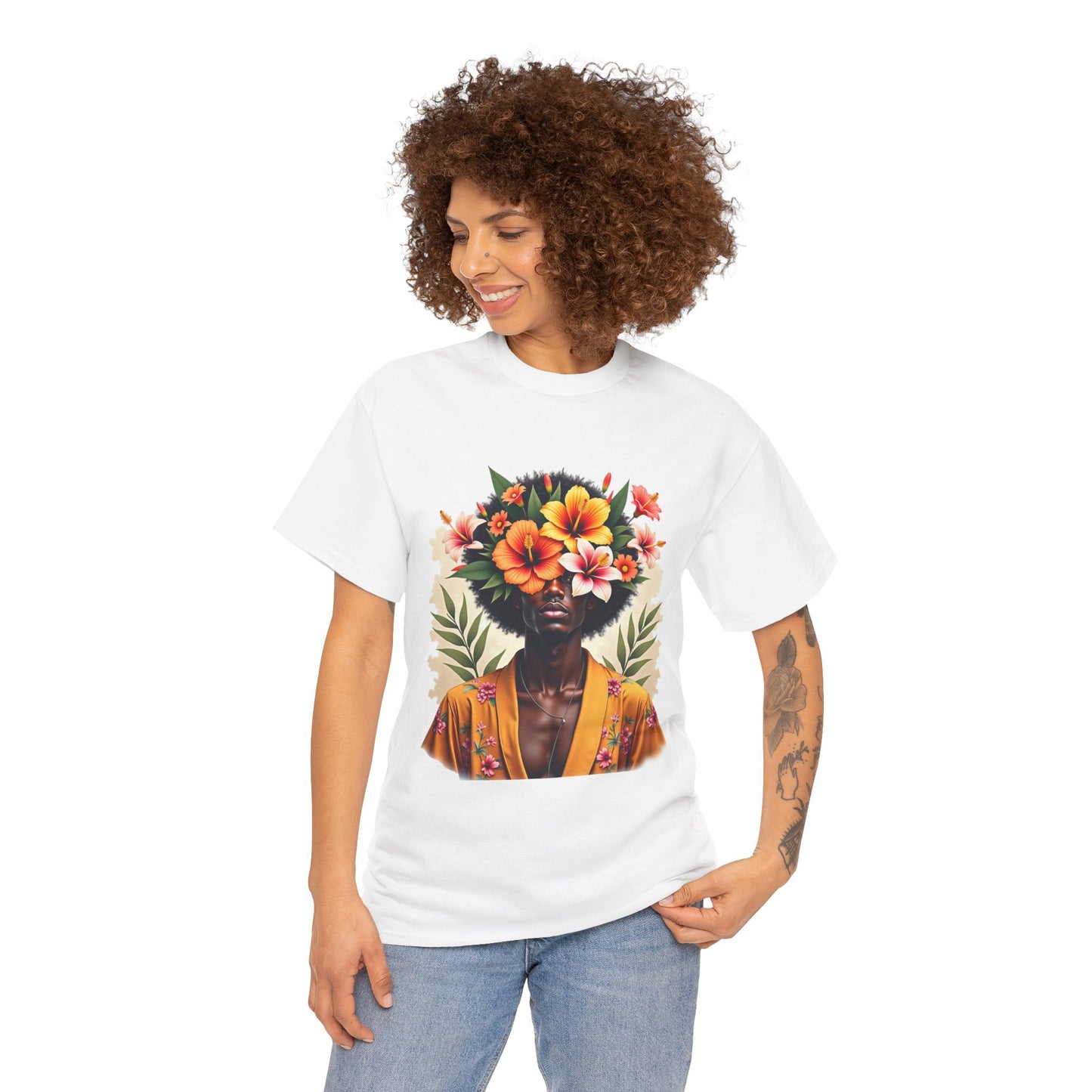 Floral Fusion Man Unisex Heavy Cotton Tee